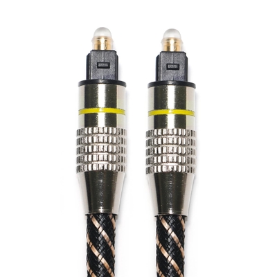 Cable de audio óptico TOSLINK amarillo Nylon trenzado OD4.0 Conector plateado metal
