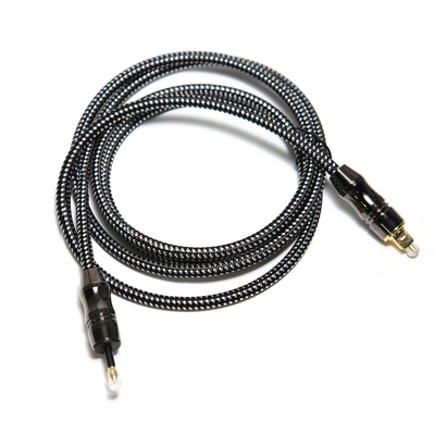 El cable de audio óptico TOSLINK trenzado digital plateó el metal 4K Connecotr para la barra de sonido del teatro