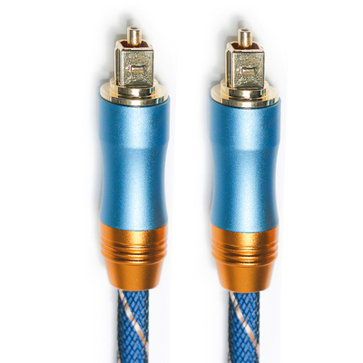 Cable Digital Toslink Premium OD6.0 cuerda tejida plateada carcasa esmerilada interfaz cuadrada azul 1,5 M sonido HiFi para Subwoofer