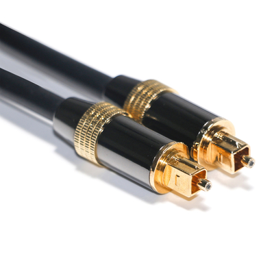 Cable digital Toslink OB6.0 Cuerda de PVC chapada en negro Borde de metal Interfaz dorada 1.2M 2M
