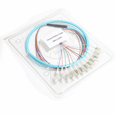 Azul LC UPC 12 Core Ribbon Fiber Coletas Puerto gris 0.9mm Gigabit Ethernet Velocidades 1.5m-3m