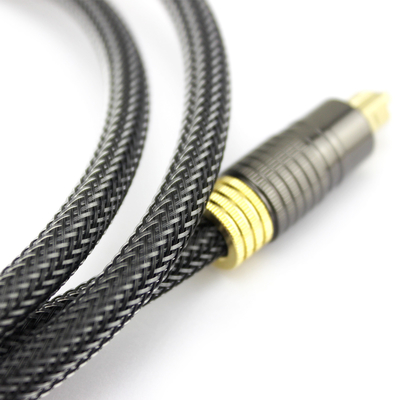 Factory Outlet Premium Digital Optical Audio Toslink 24K Plateado Golden Knitted Rope 1.2M