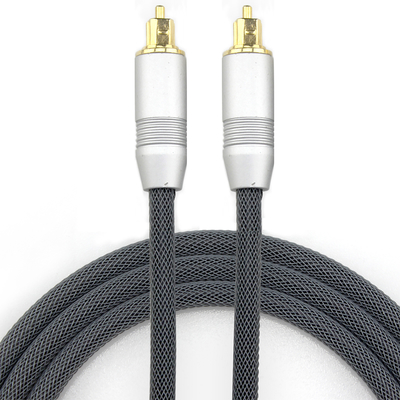 [Salida de fábrica] Cuerda tejida con puerto de plata dorada chapada en Toslink para altavoz Subwoofer HiFi audiófilo 1,2 M 2M