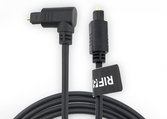 El oro plateó 4.0m m cable óptico de 90 grados, cable de fibra óptica audio de TOSLINK